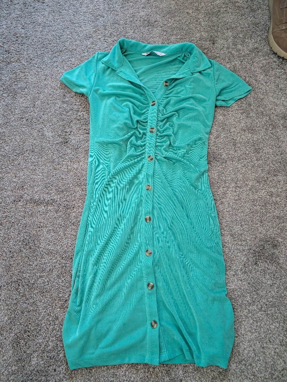 SO Ruched Button Down Bodycon Dress